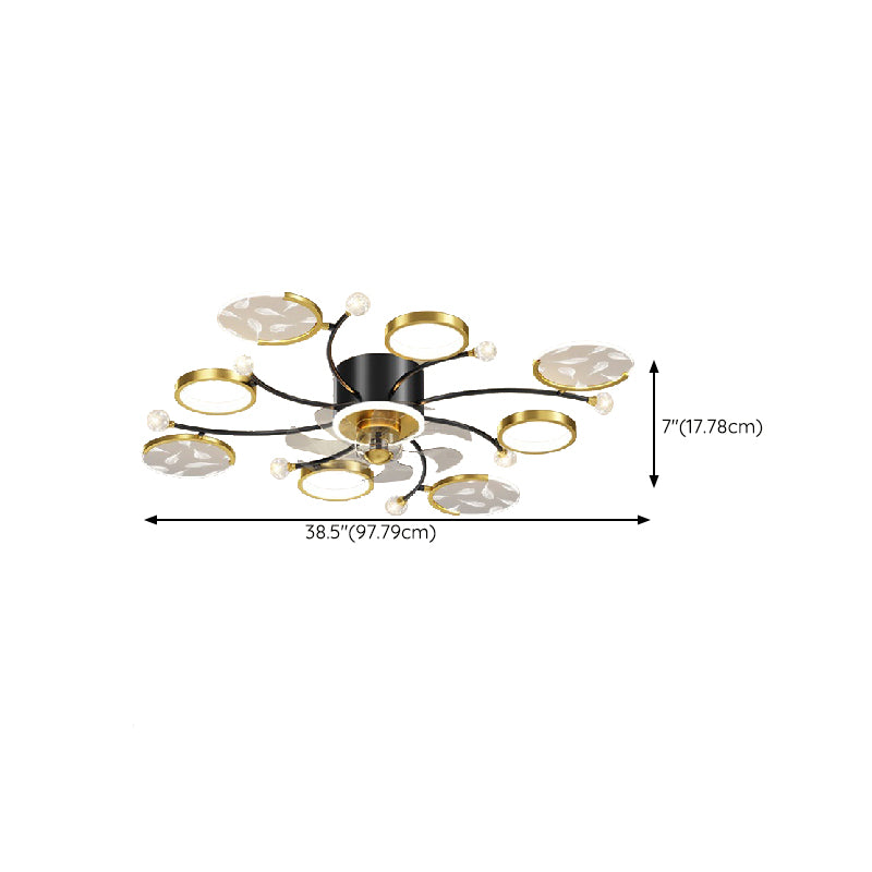 6/8/10-Light Golden Ceiling Fan Lamp LED Ceiling Fan Light for Living Room