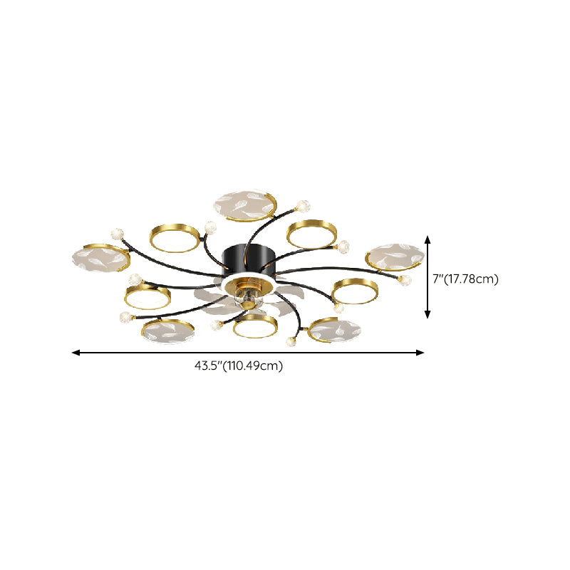 6/8/10-Light Golden Ceiling Fan Lamp LED Ceiling Fan Light for Living Room