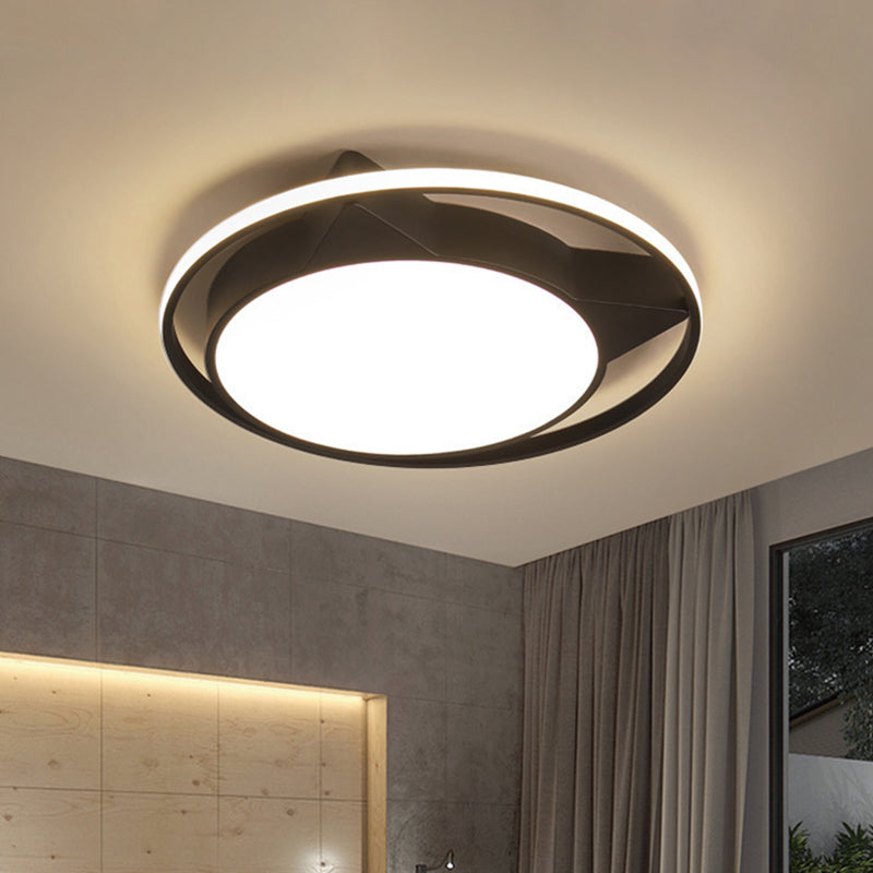 Acrylique Cat Flush Light Style moderne LED Black Close to Ceiling Lighting in White / Warm Light