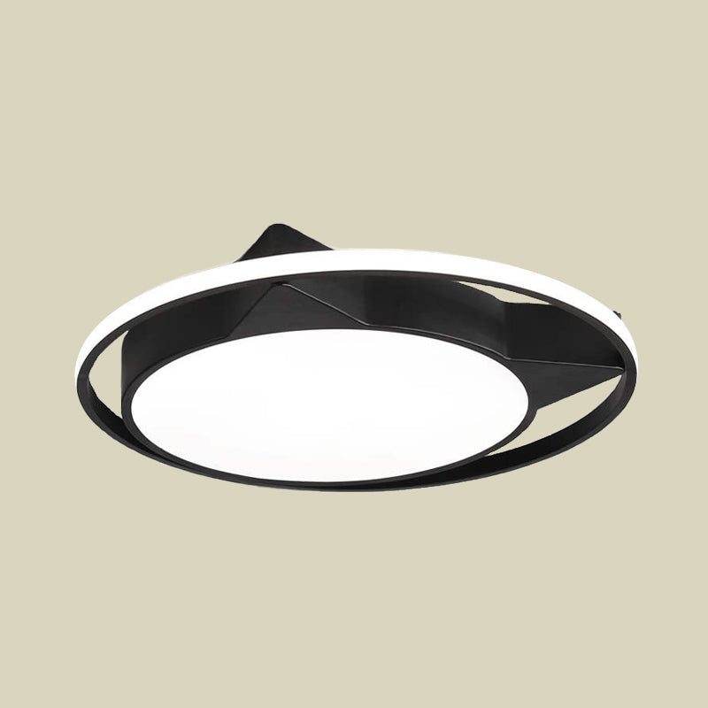 Acrylique Cat Flush Light Style moderne LED Black Close to Ceiling Lighting in White / Warm Light