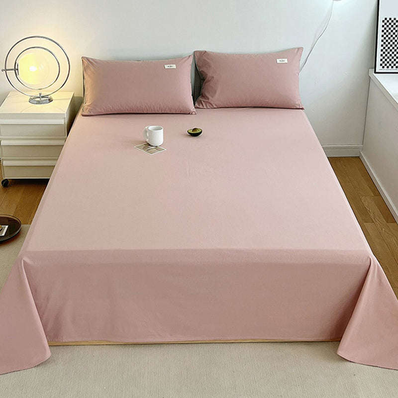 Pure Color Cotton Bed Sheet Breathable Twill Soft Fade Resistant