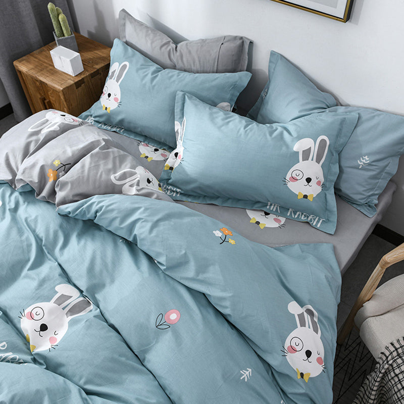 Sheet Sets Cotton Cartoon Printed Ultra Soft Wrinkle Resistant Breathable Bed Sheet Set