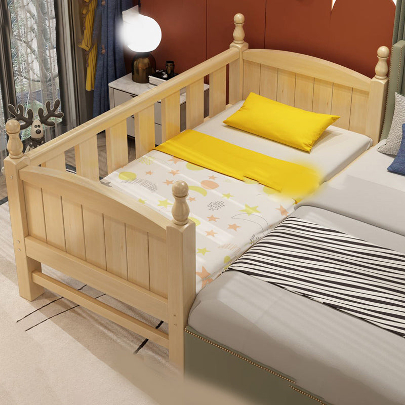 Contemporary Washed Natural Nursery Bed Solid Wood with Guardrail