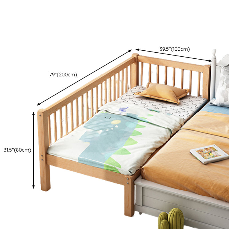 Farmhouse Beech Nursery Bed Solid Wood Baby Crib with Guardrails and Mattress