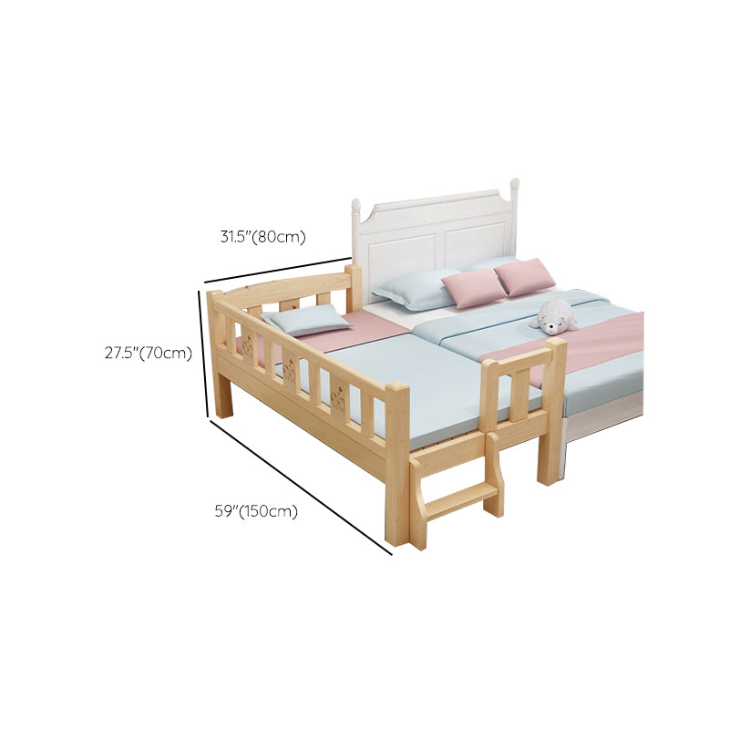 Glam Style Solid Wood Nursery Bed with Mattress and Guardrail