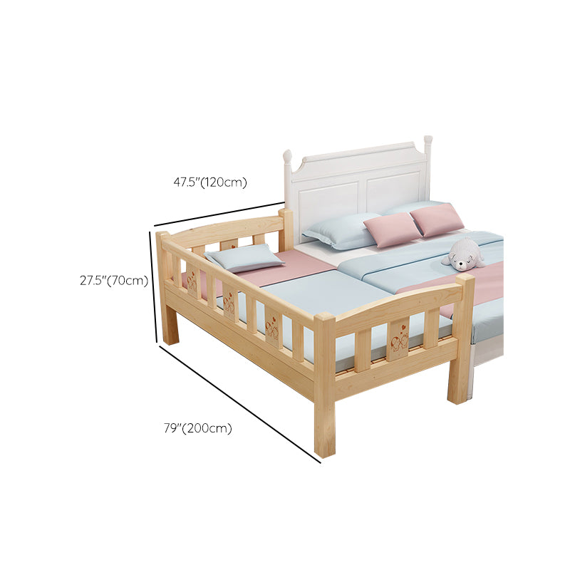 Glam Style Solid Wood Nursery Bed with Mattress and Guardrail