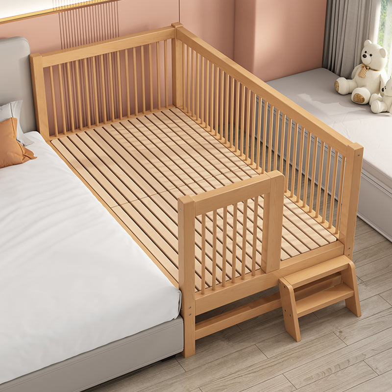 Contemporary Solid Wood Nursery Crib in Mature with Guardrail