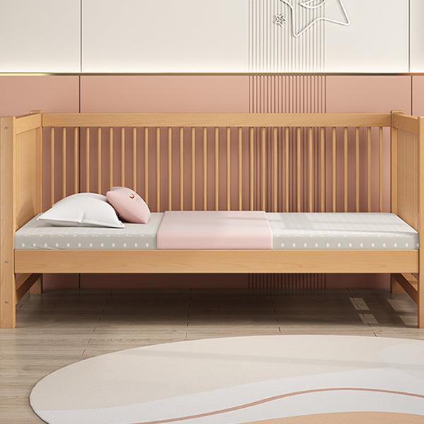 Contemporary Solid Wood Nursery Crib in Mature with Guardrail