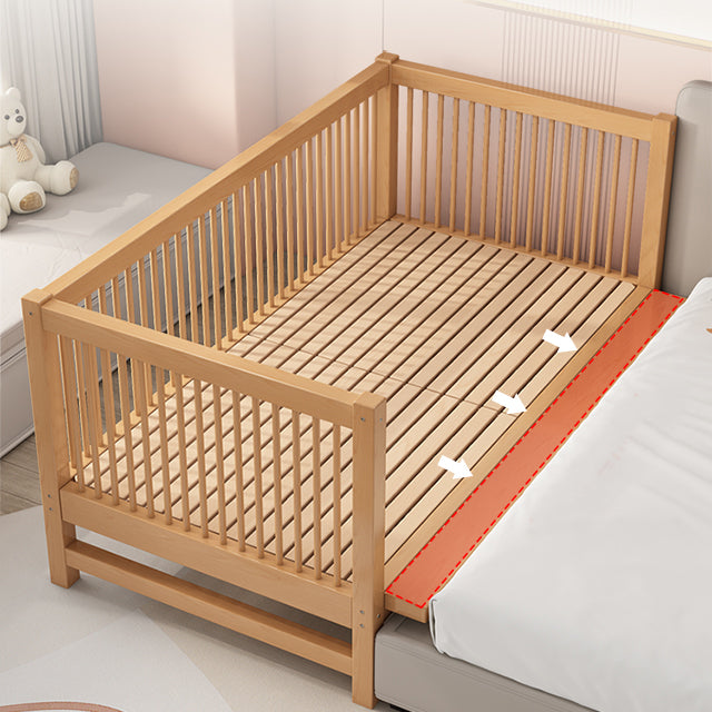 Contemporary Solid Wood Nursery Crib in Mature with Guardrail