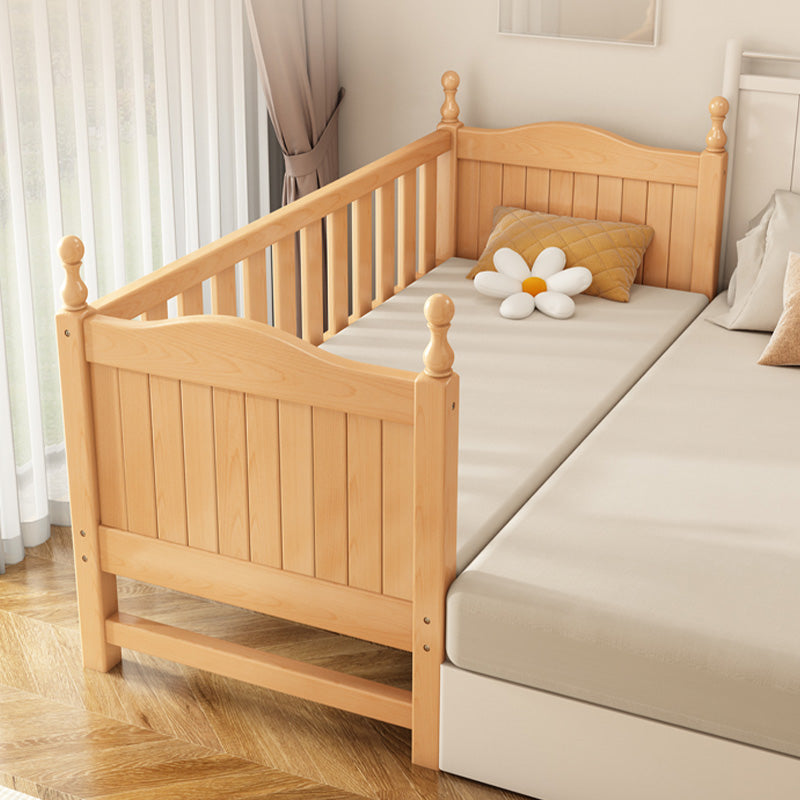 Washed Natural Wood Nursery Bed Modern Nursery Crib with Guardrail