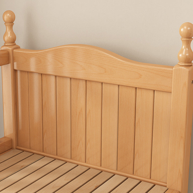 Washed Natural Wood Nursery Bed Modern Nursery Crib with Guardrail