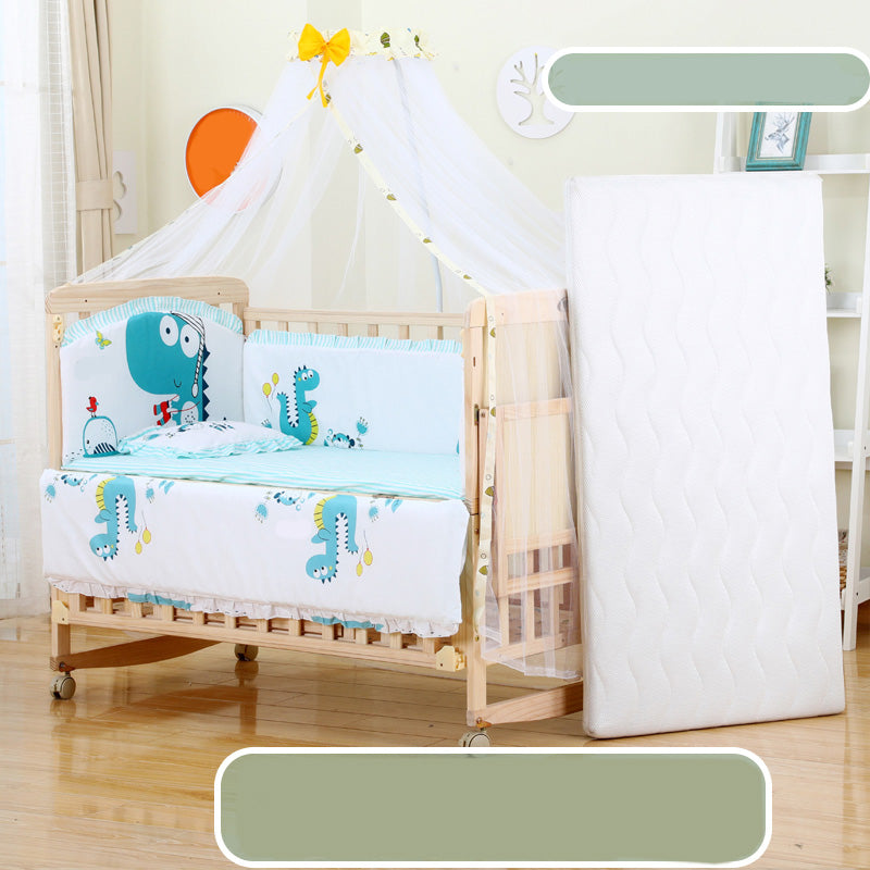 Washed Natural Pine Nursery Bed Modern Nursery Crib with Mattress