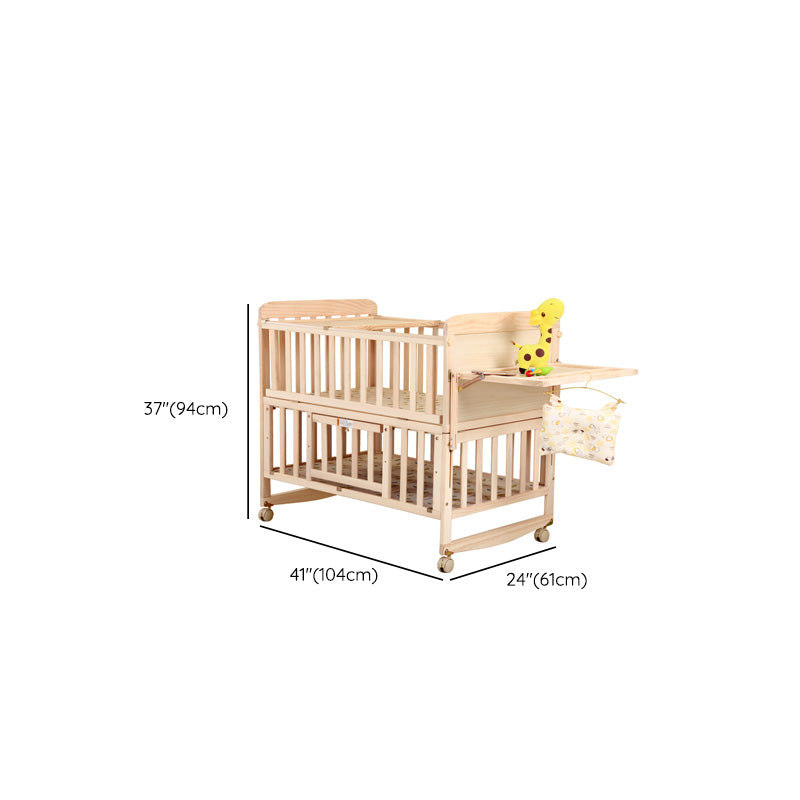 Washed Natural Pine Nursery Bed Modern Nursery Crib with Mattress