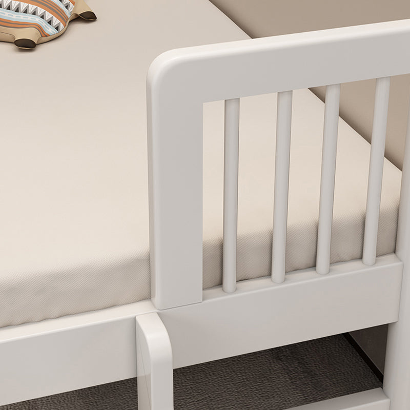 White Baby Crib Scandinavian Beech Nursery Crib with Guardrails