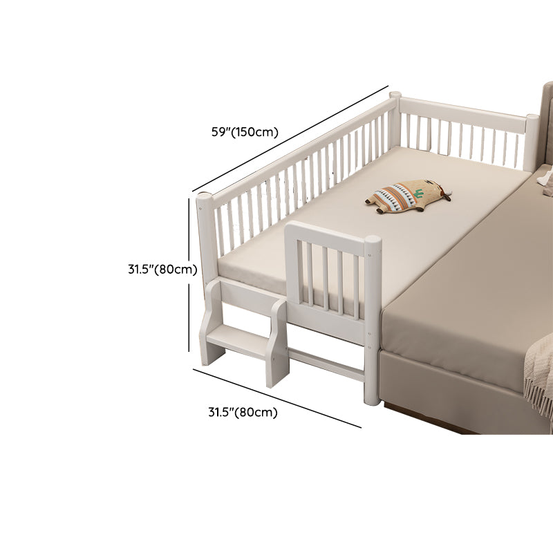 White Baby Crib Scandinavian Beech Nursery Crib with Guardrails