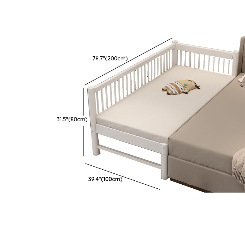 White Baby Crib Scandinavian Beech Nursery Crib with Guardrails