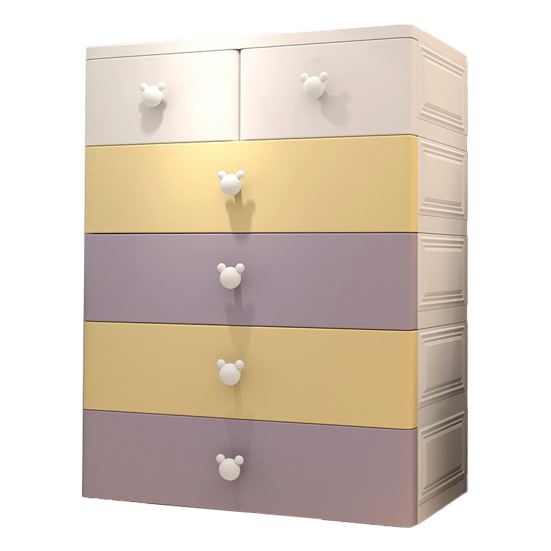 Contemporary Vertical Plastic Kids Nightstand in White/Purple for Bedroom