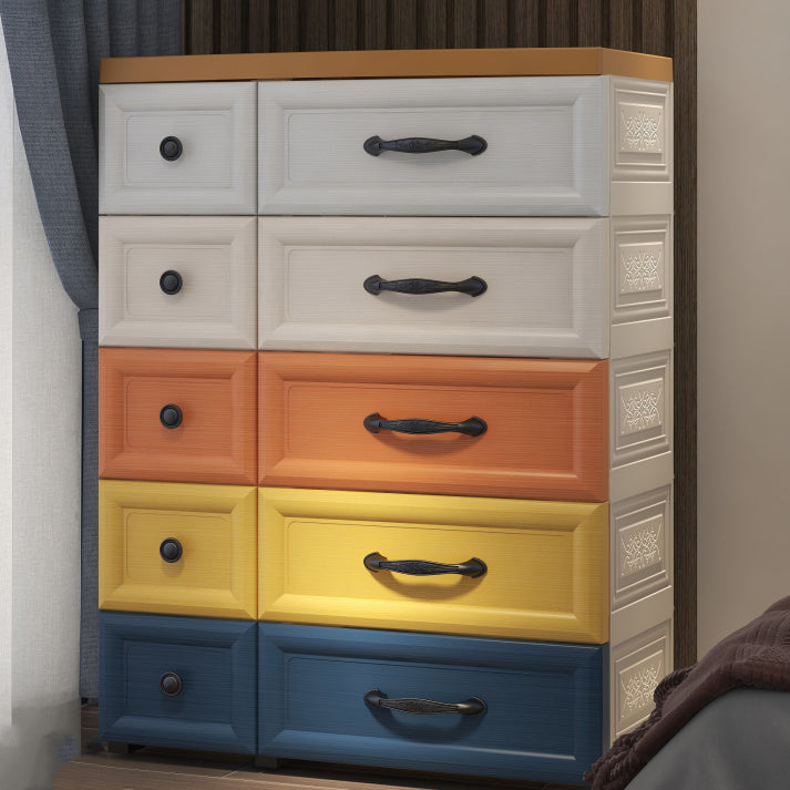 Scandinavian Plastic Vertical Kids Nightstand with Drawers for Bedroom