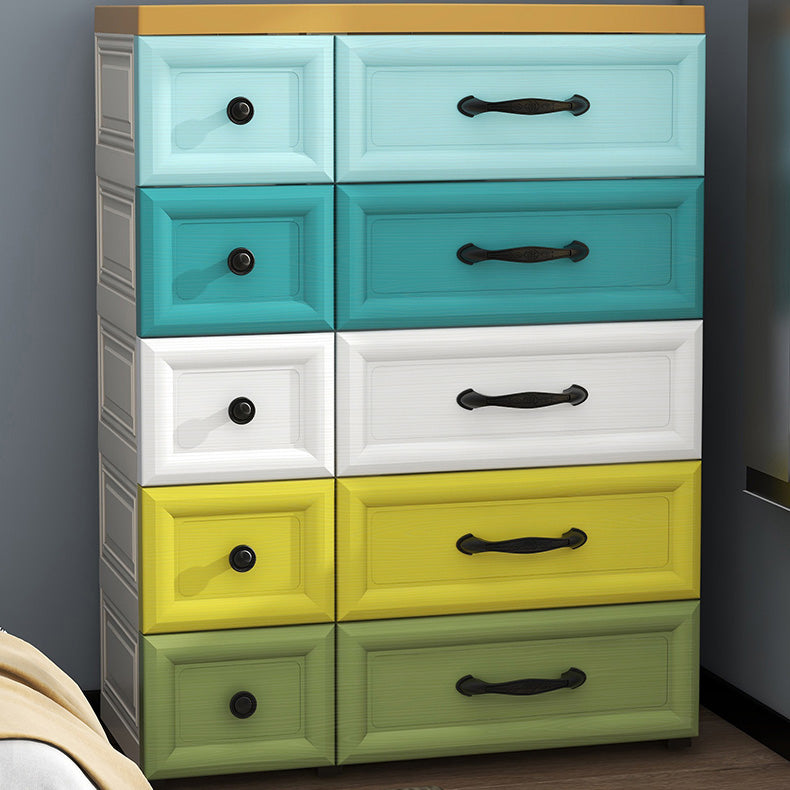 Scandinavian Plastic Vertical Kids Nightstand with Drawers for Bedroom