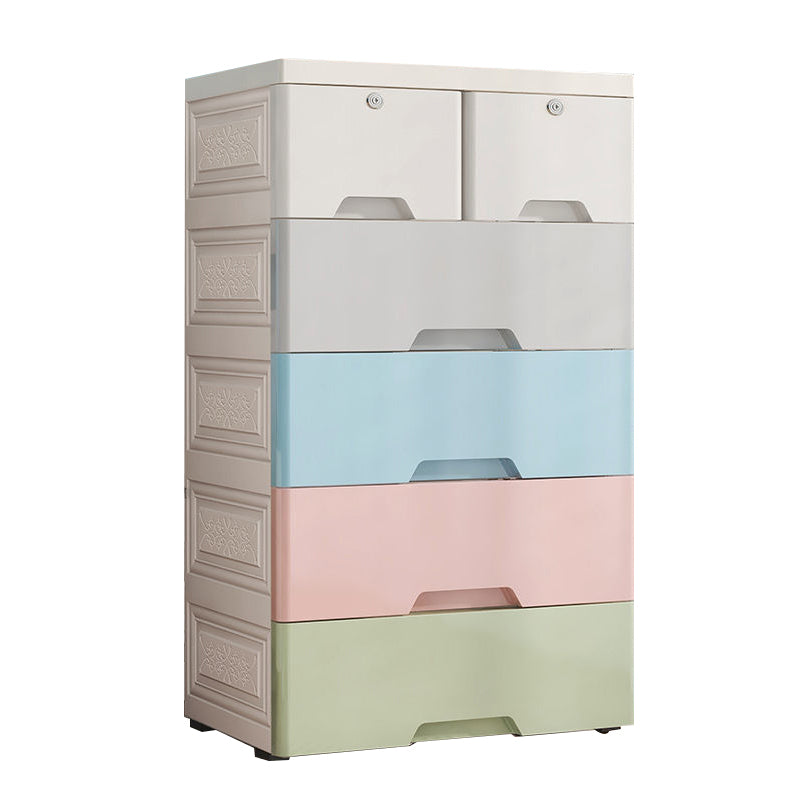 Vertical Nursery Dresser Scandinavian Plastic Kids Nightstand with 5/6 Drawers for Home