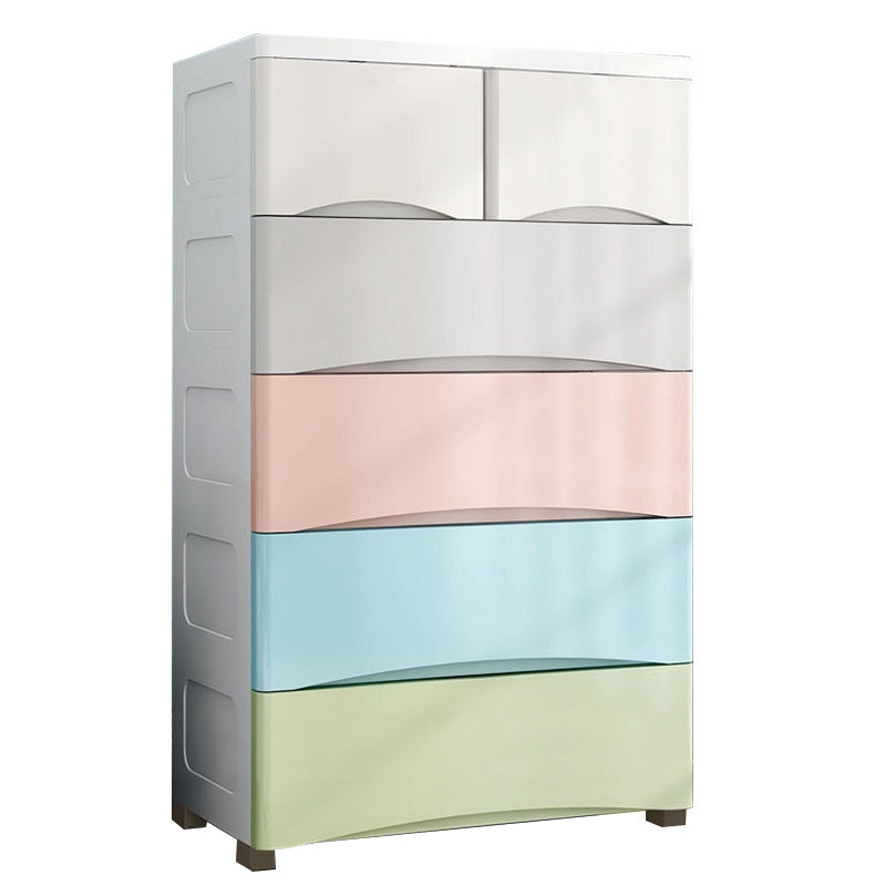 Vertical Nursery Dresser Scandinavian Plastic Kids Nightstand with 5/6 Drawers for Home