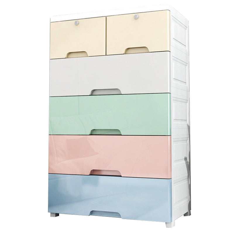 Vertical Nursery Dresser Scandinavian Plastic Kids Nightstand with 5/6 Drawers for Home