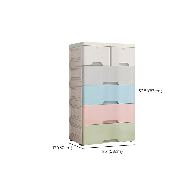 Vertical Nursery Dresser Scandinavian Plastic Kids Nightstand with 5/6 Drawers for Home