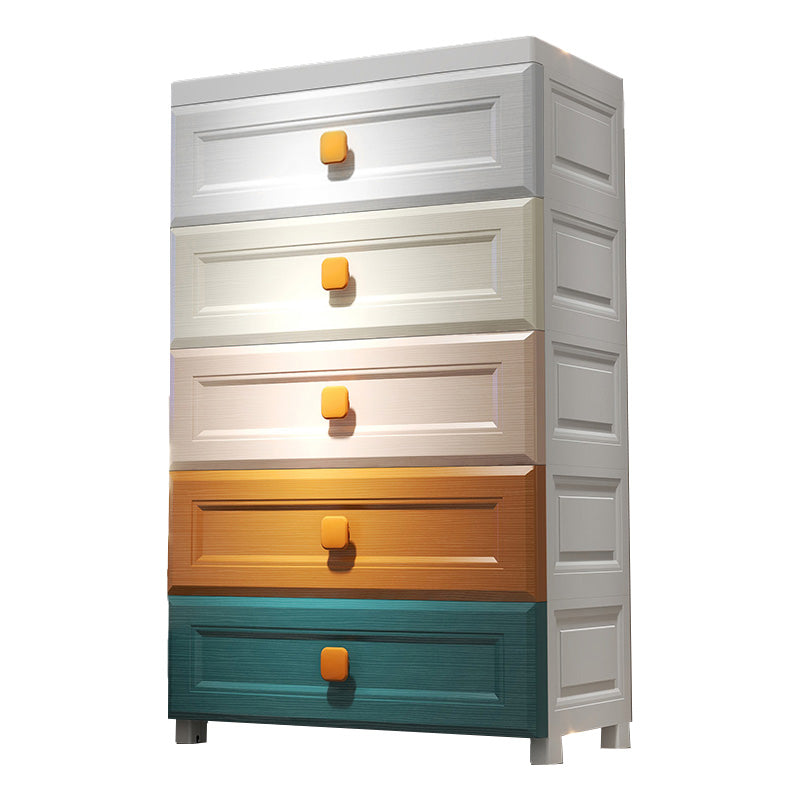 Contemporary Plastic Vertical Kids Nightstand with 5/6 Drawers for Bedroom