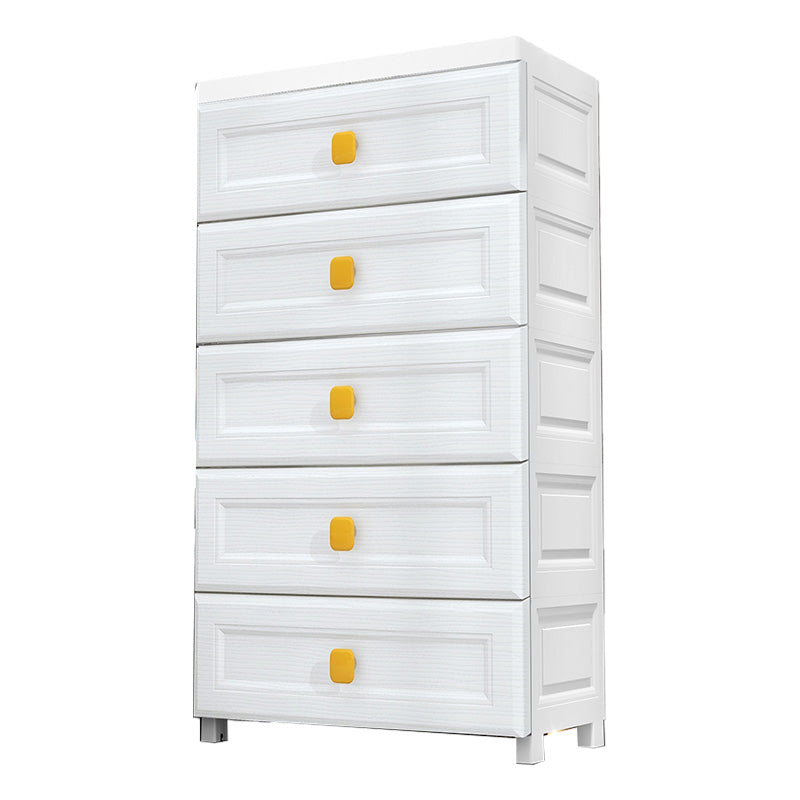 Contemporary Plastic Vertical Kids Nightstand with 5/6 Drawers for Bedroom