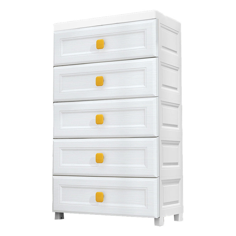 Contemporary Plastic Vertical Kids Nightstand with 5/6 Drawers for Bedroom