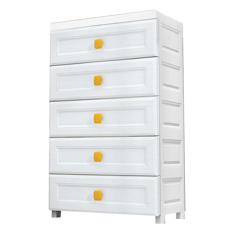 Contemporary Plastic Vertical Kids Nightstand with 5/6 Drawers for Bedroom