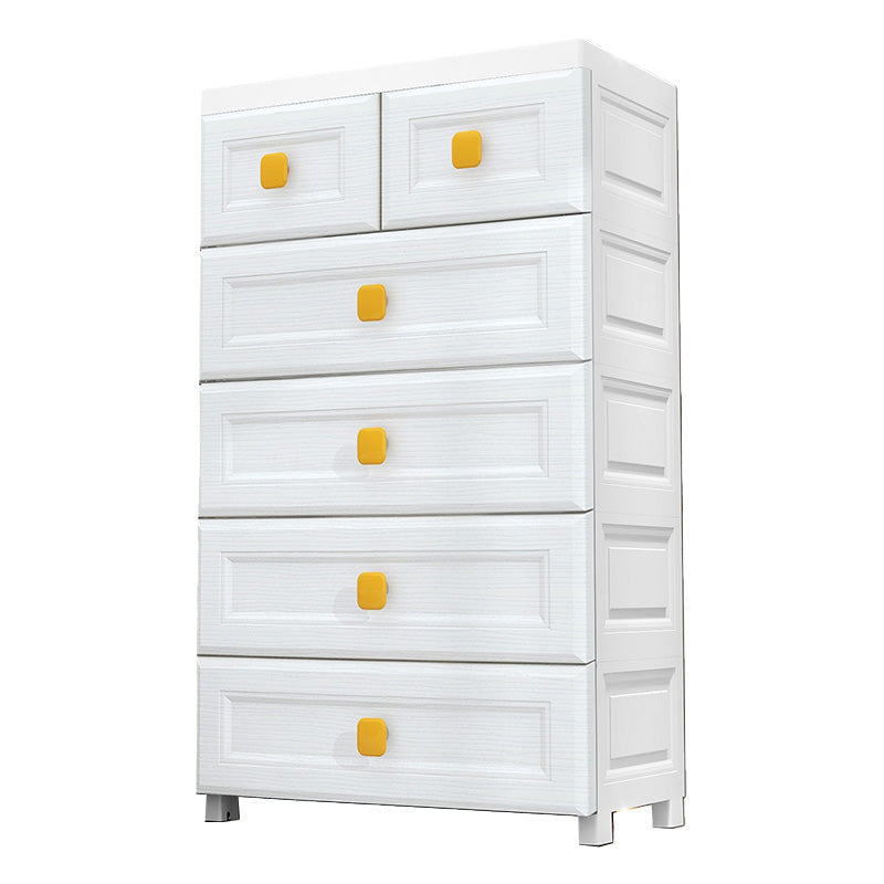 Contemporary Plastic Vertical Kids Nightstand with 5/6 Drawers for Bedroom