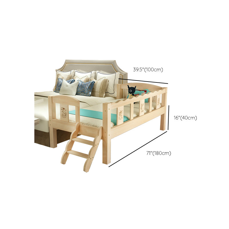 Washed Natural Solid Wood Nursery Crib Contemporary with Guardrail