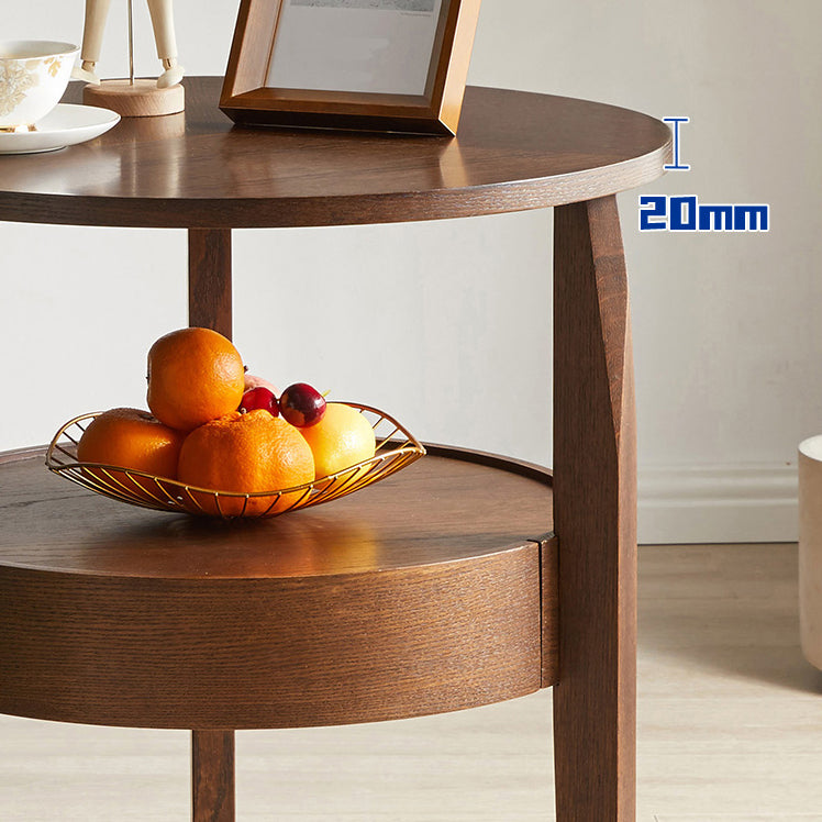 Solid Wood Side Table Modern Style Round Storage Patio Table