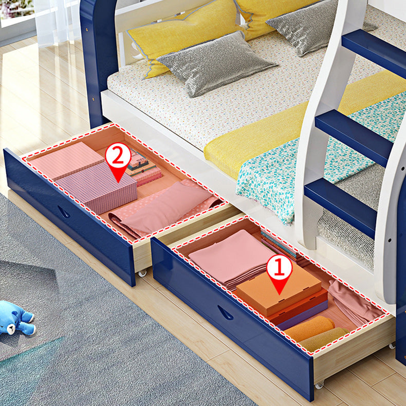 Solid Wood Standard Bunk Bed with Drawers Mattress Included Full and Twin Bed