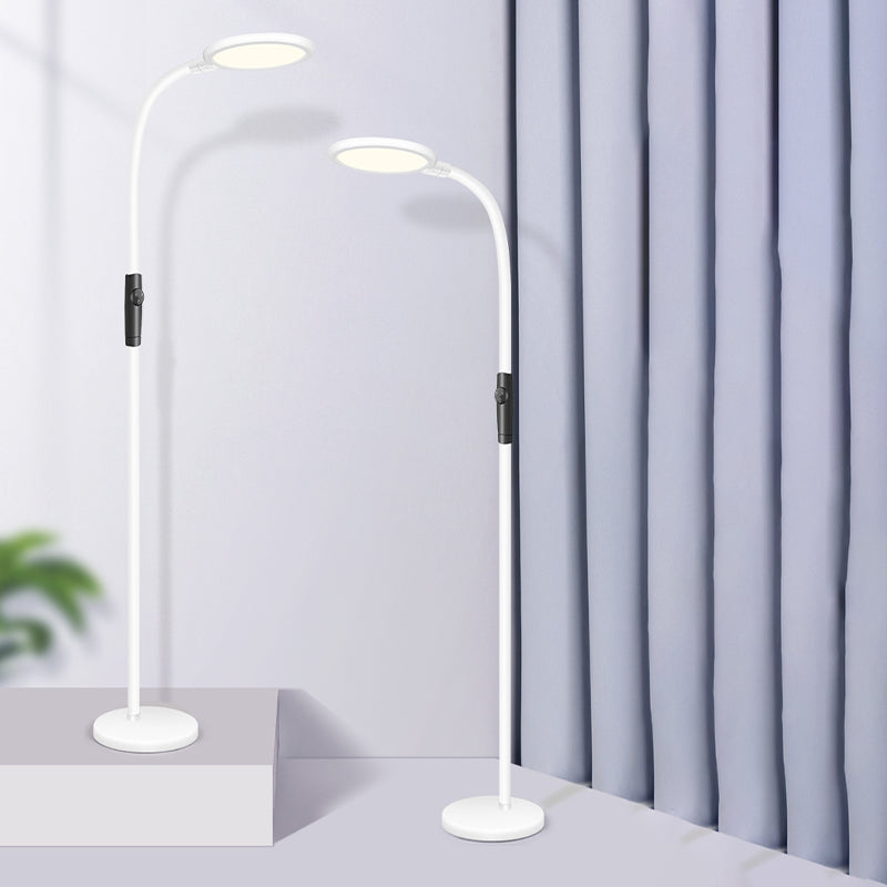 Gooseneck Standing Floor Light Minimalist Metallic White Finish LED Floor Reading Lamp