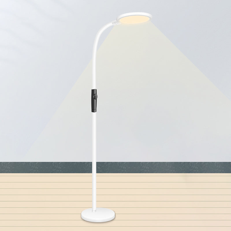 Gooseneck Standing Floor Light Minimalist Metallic White Finish LED Floor Reading Lamp