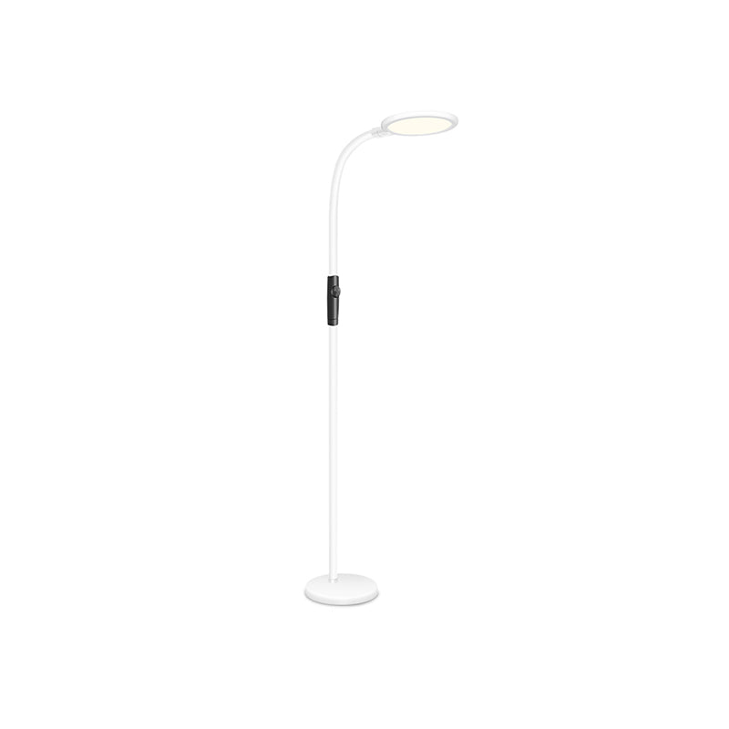 Gooseneck Standing Floor Light Minimalist Metallic White Finish LED Floor Reading Lamp