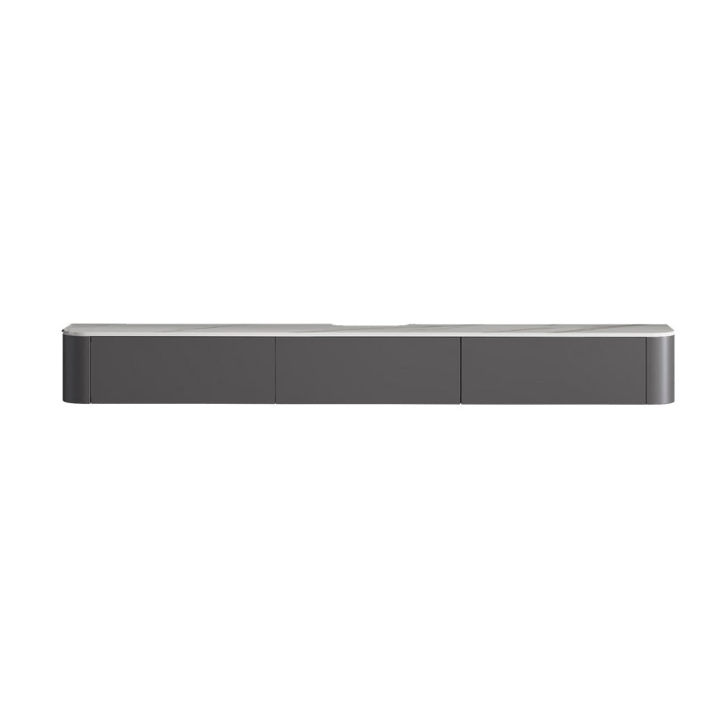 Contemporary TV Console Wall Mounted Stone Top Media Console