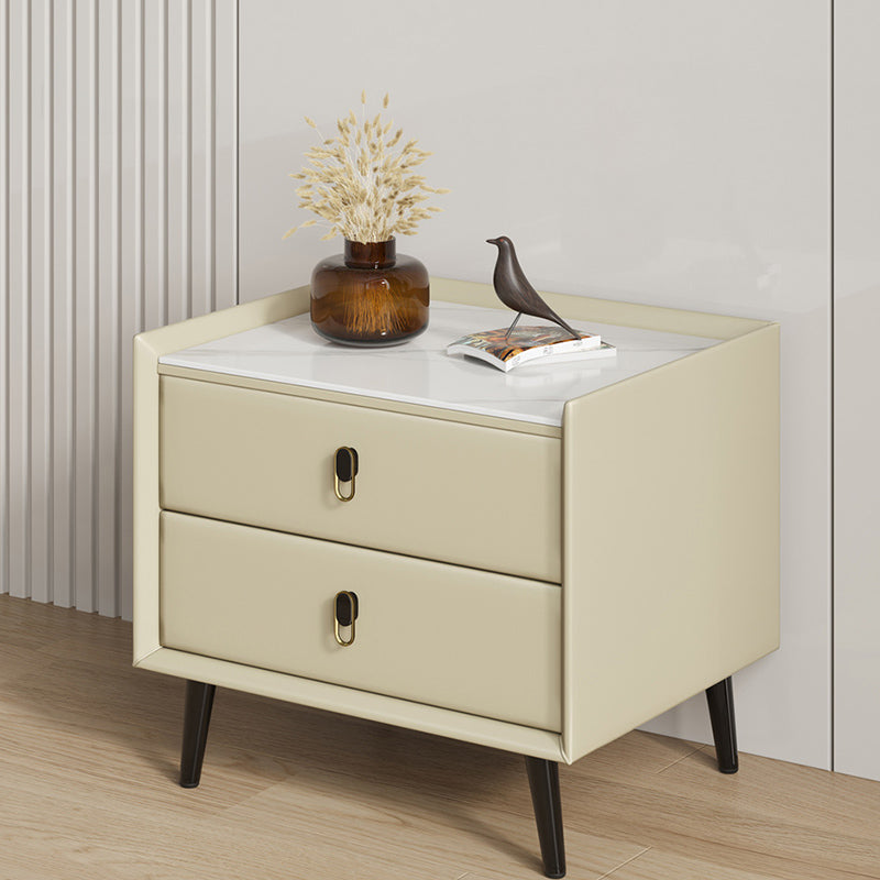 Modern Bedside Cabinet Stone Accent Table Nightstand with Drawers