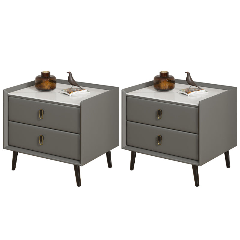 Modern Bedside Cabinet Stone Accent Table Nightstand with Drawers