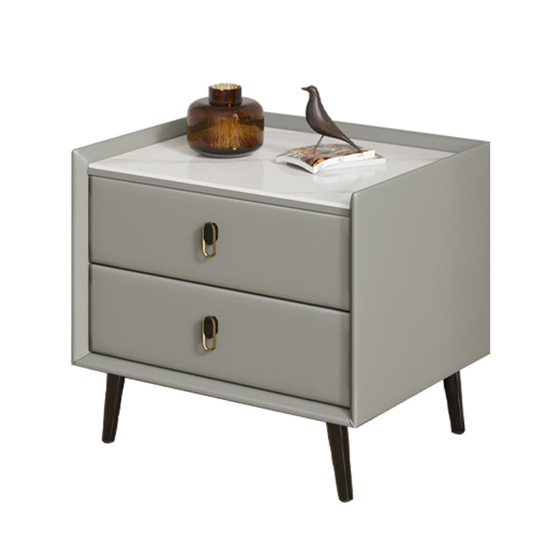 Modern Bedside Cabinet Stone Accent Table Nightstand with Drawers