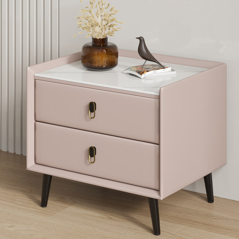 Modern Bedside Cabinet Stone Accent Table Nightstand with Drawers