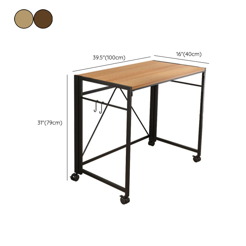 Folding Home Rectangular Office Desk 15.7 Inch Wide Writing Desk with Caster Wheels