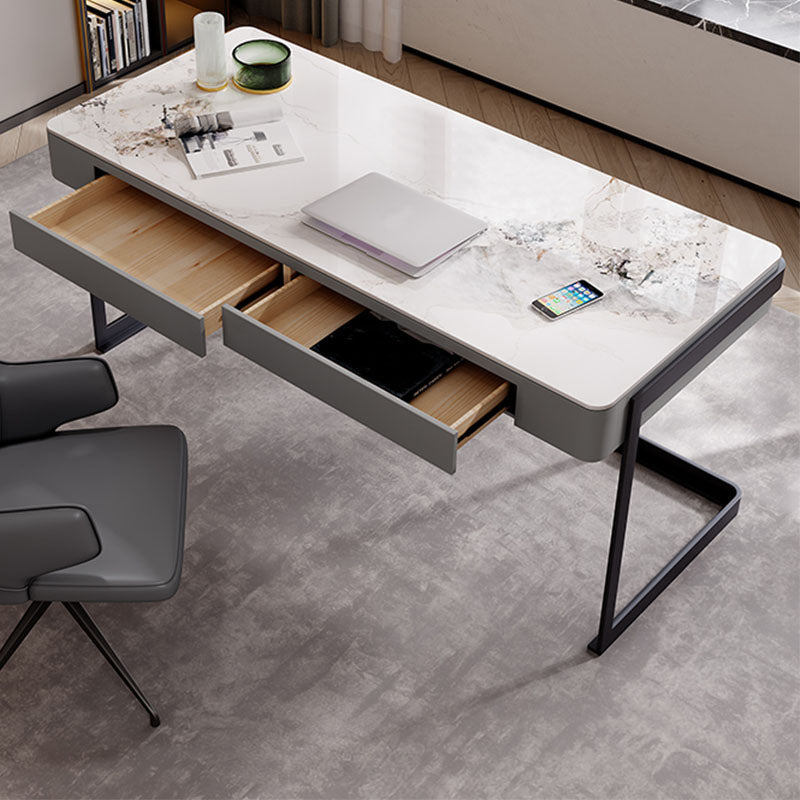 Rectangle Stone Top Office Desk Modern Style Writing Desk for Office