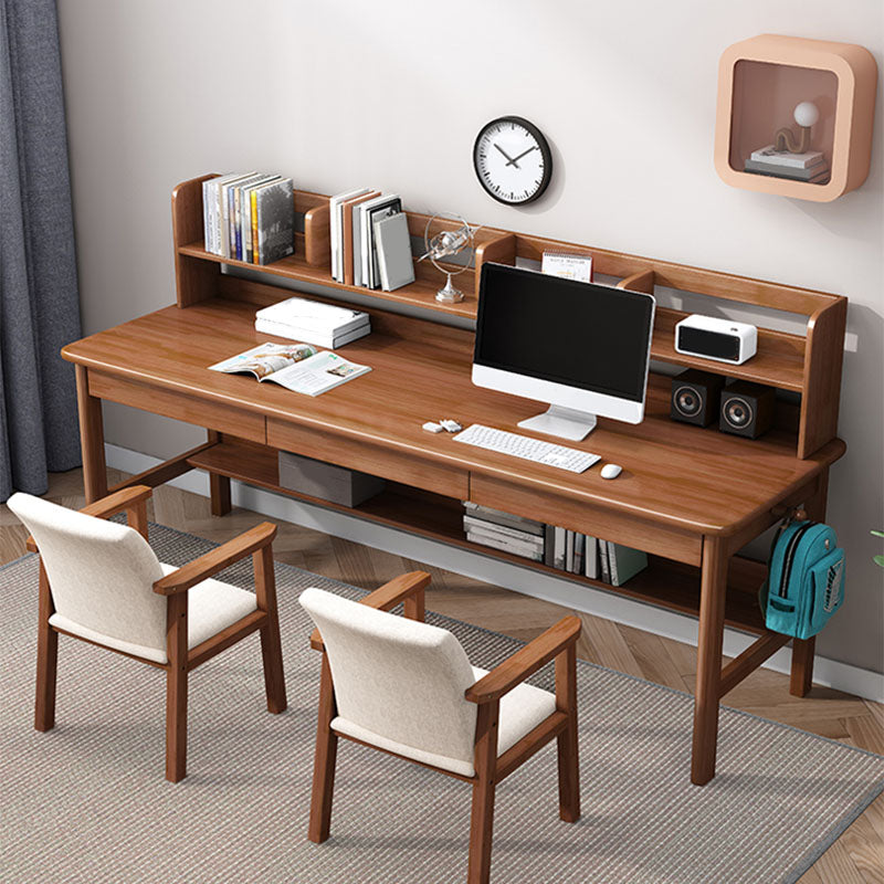 Contemporary Rectangular Solid Wood Writing Desk 3 Drawers H-shape Base Computer Desk