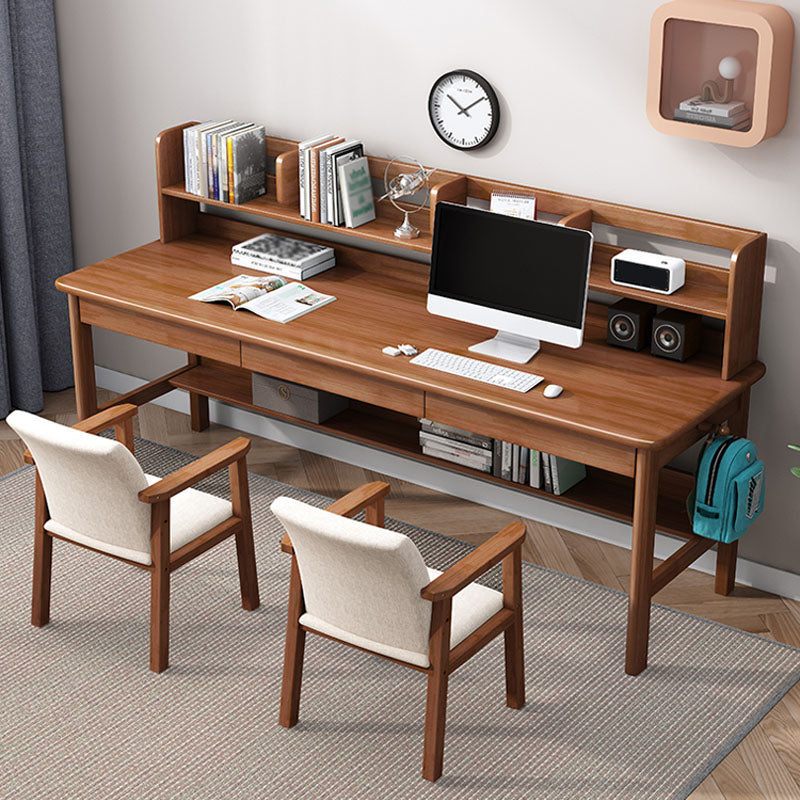 Contemporary Rectangular Solid Wood Writing Desk 3 Drawers H-shape Base Computer Desk