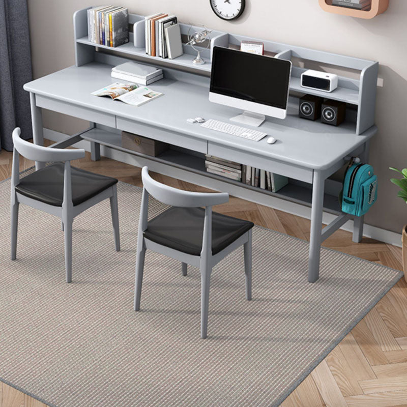 Contemporary Rectangular Solid Wood Writing Desk 3 Drawers H-shape Base Computer Desk