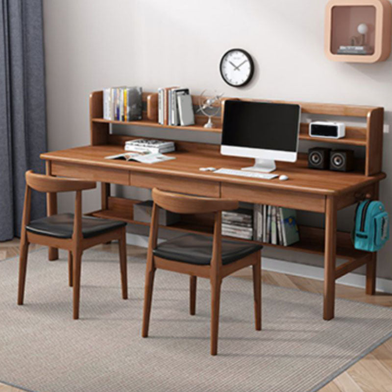 Contemporary Rectangular Solid Wood Writing Desk 3 Drawers H-shape Base Computer Desk