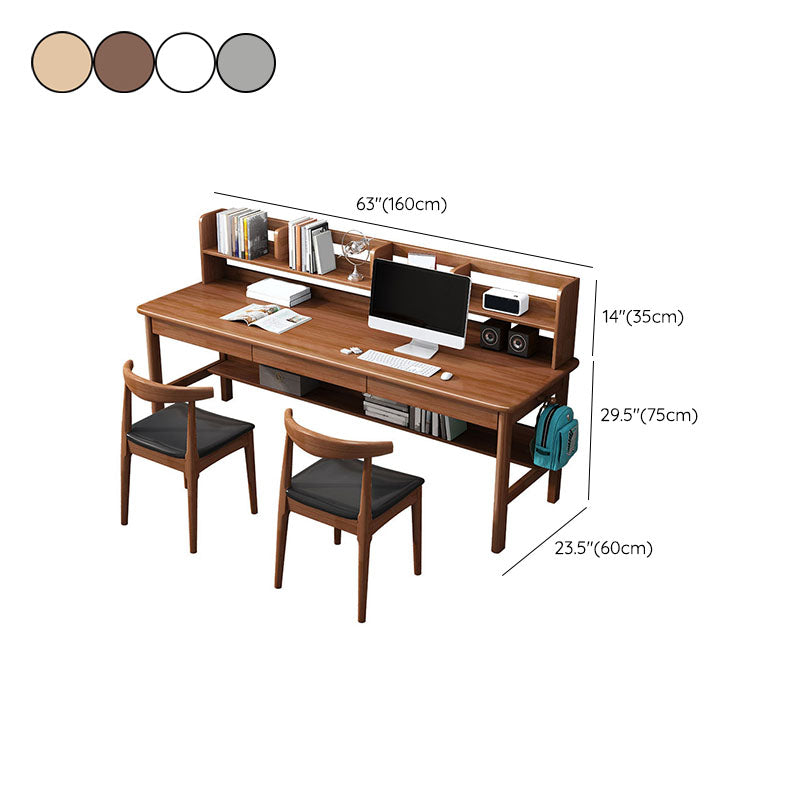 Contemporary Rectangular Solid Wood Writing Desk 3 Drawers H-shape Base Computer Desk